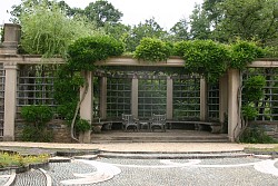 A garden trellis at Dumbarton Oaks. Photo by Erica Glasener.