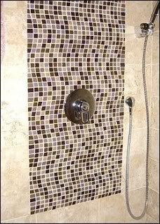 Black and white shower tiles