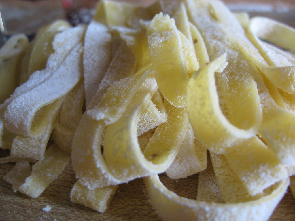 Fresh pasta with lemon olive oil. Pasta and photo by the author, s.e. smith.