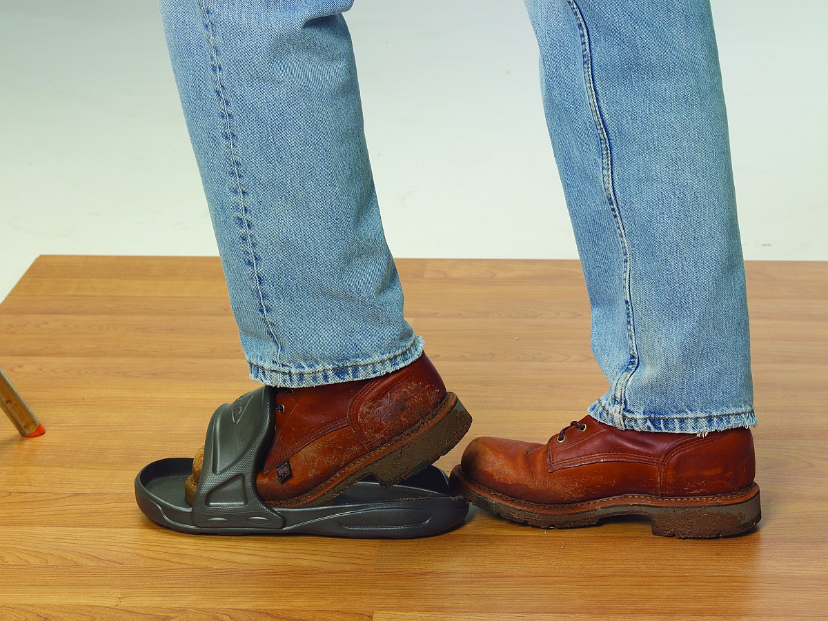 A man steps into his Shoe-Ins. Photo courtesy of Shoe-Ins.