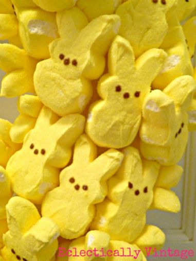 Peeps wreath and photo by Kelly of Eclectically Vintage via Hometalk.com.