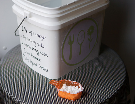 My DIY laundry detergent recipe is right here on the side of the pail. --Sayward
