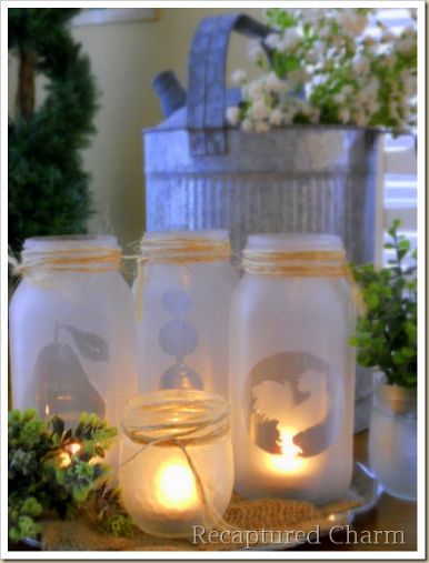 Mason jar tealight holders by RecapturedCharm.com via Hometalk.com.