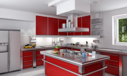 Red kitchen island Red kitchen island