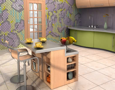Island seating and storage Island seating and storage
