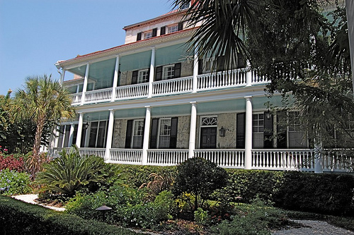 This is haint blue, on a house in Charleston. (Photo: D&S McSpadden/Flickr.)