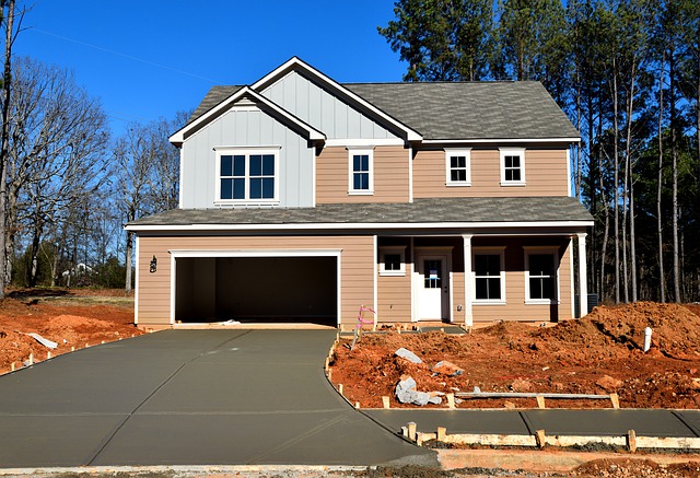 New concrete driveway installation