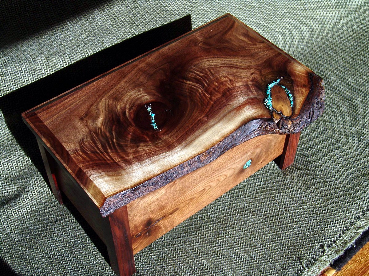 A native edge wood jewelry box made by the author.